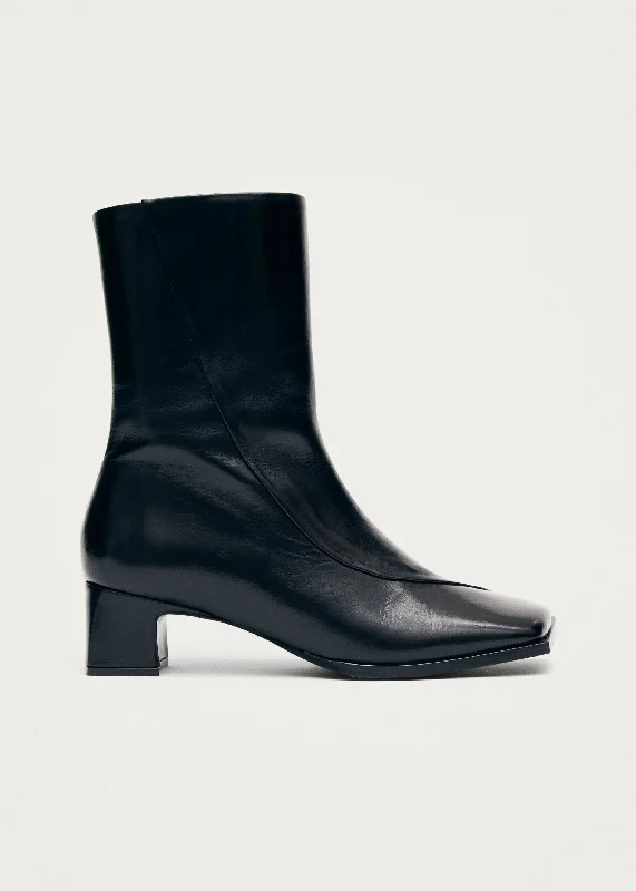 Chantal Black Leather Ankle Boots