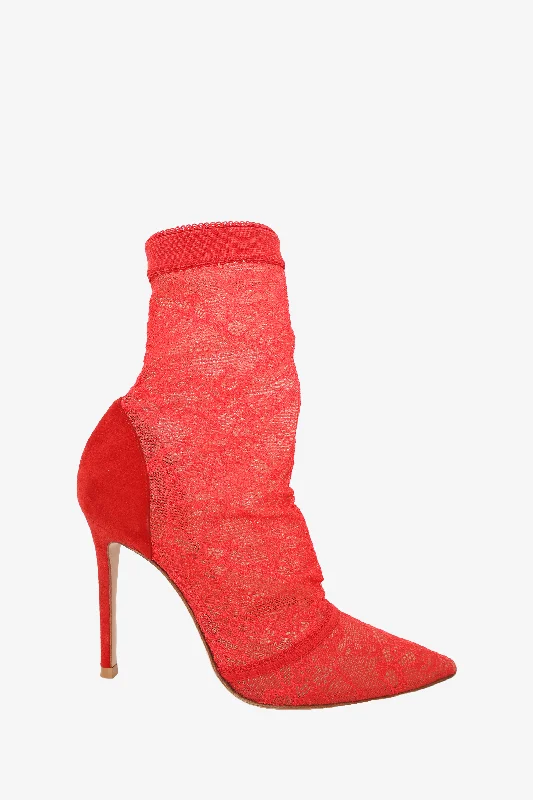 Gianvito Rossi Red Lace Boots Size 37