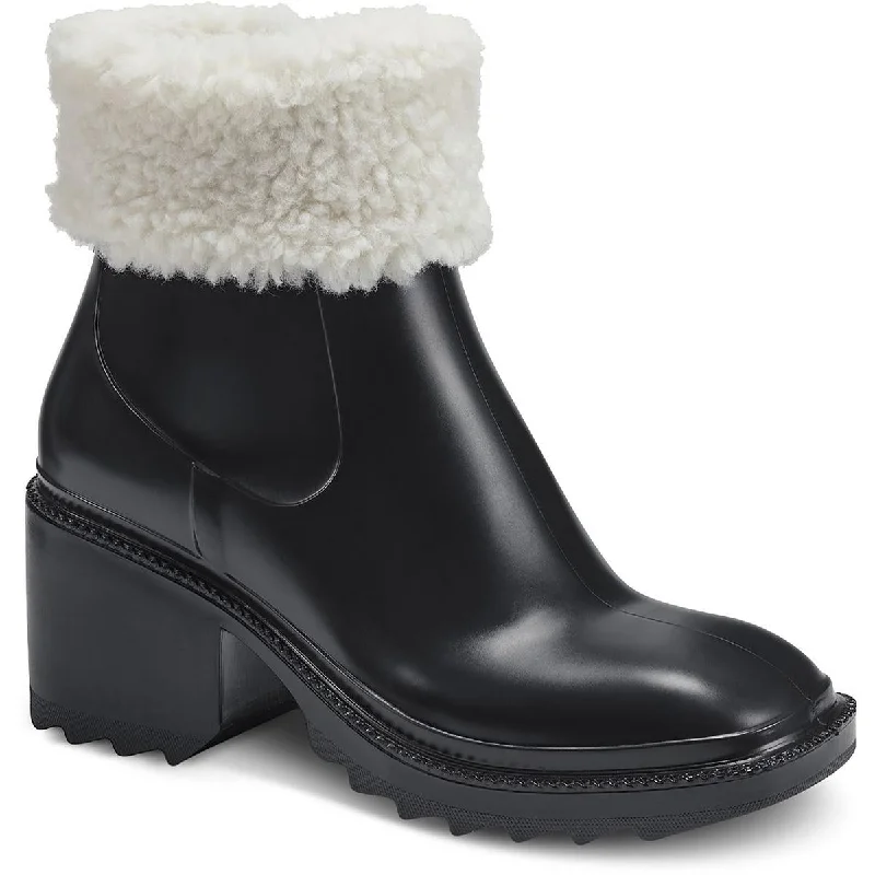 INC Womens Eadin Faux Fur Trim Cushioned Rain Boots