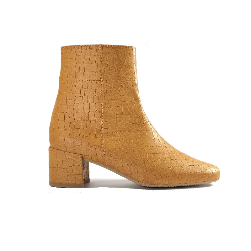 'Jacqui' vegan-leather ankle boot by Zette Shoes - camel croc