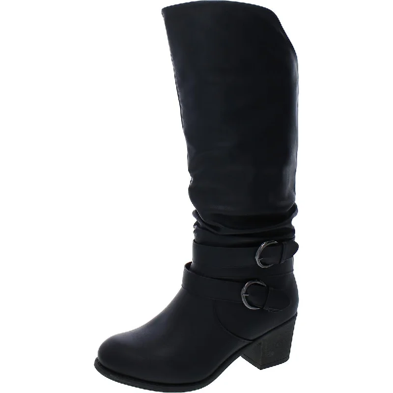 Journee Collection Womens Faux Leather Tall Knee-High Boots