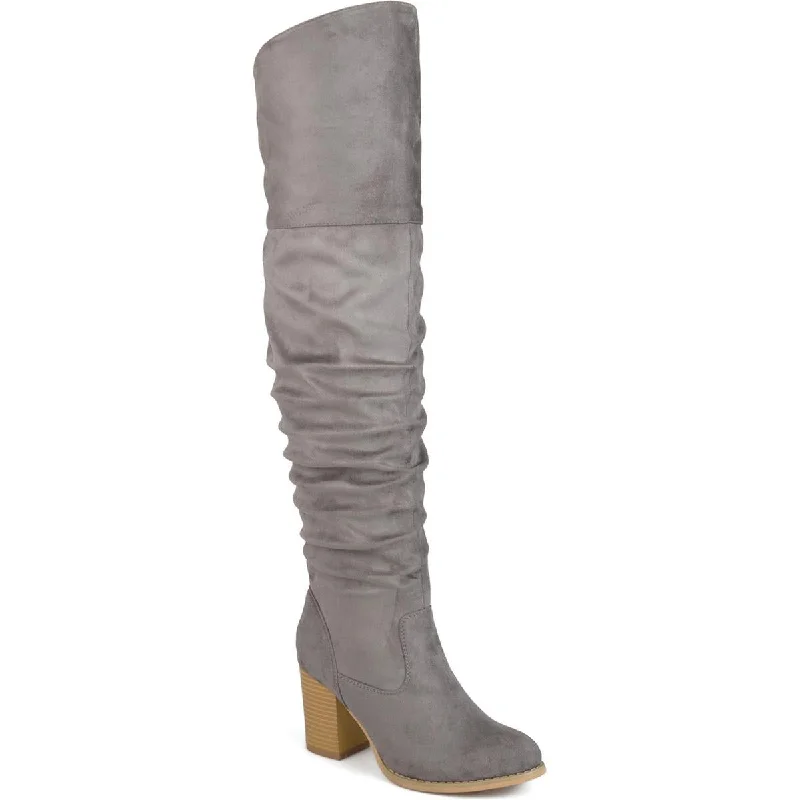 Journee Collection Womens Kaison Faux Suede Almond Toe Over-The-Knee Boots