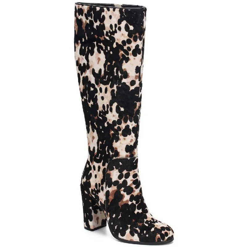 Kenneth Cole New York Womens Justin Calf Hair Animal Print Knee-High Boots