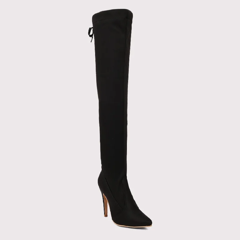 Knee High Stiletto Boots - Black