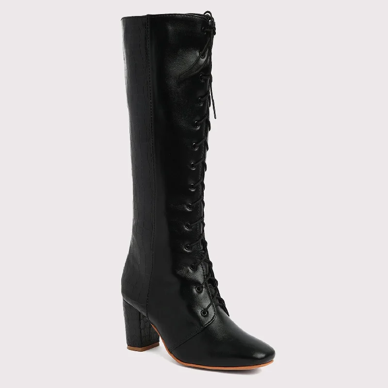 Laced Up Boots - Black