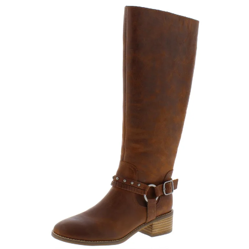 Lucky Brand Women's Karesi Leather Stacked Heel Harness Knee-High Boot