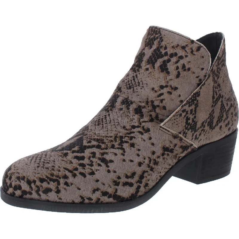 Me Too Womens Zest 9 Calf Hair Block Heel Ankle Boots