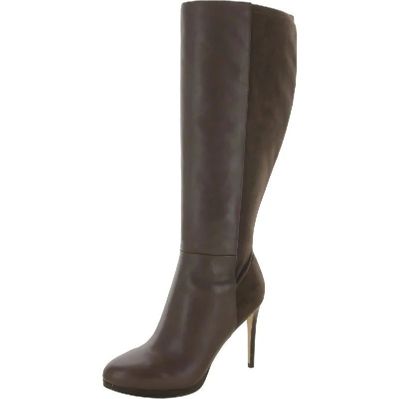 Nine West Womens Quiz Me Leather Wide Calf Knee-High Boots