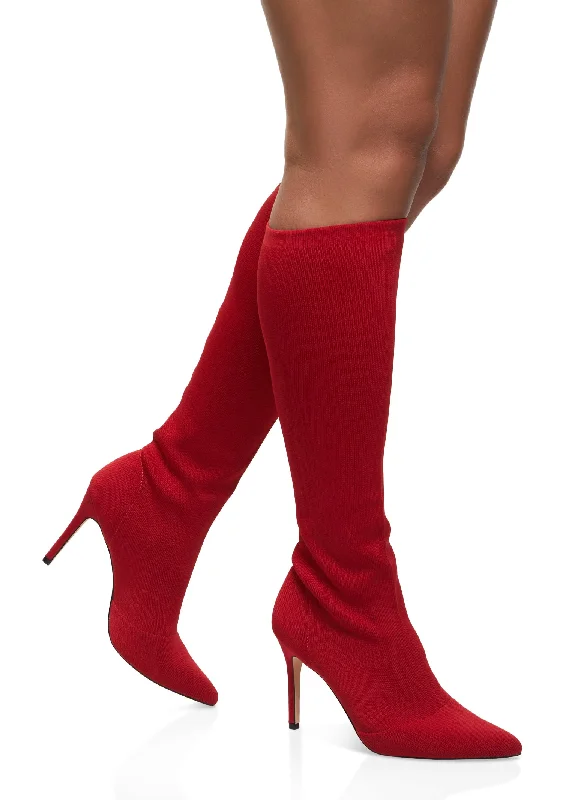 Pointed Toe Tall Sock Boots