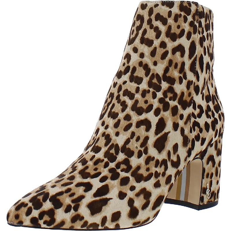 Sam Edelman Womens Hilty Calf Hair Leopard Print Ankle Boots