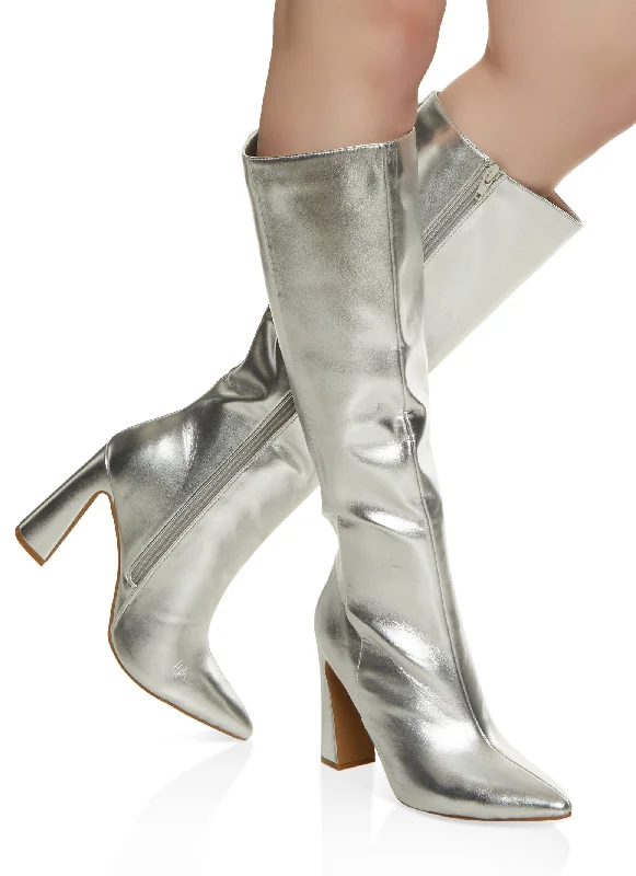 Pointed Toe Block Heel Tall Boots