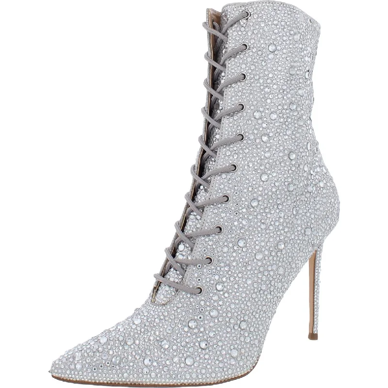 Steve Madden Womens Valency Rhinestone Pointed Toe Ankle Boots