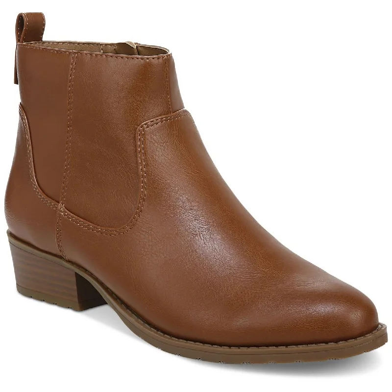 Style & Co. Womens Memphyss Faux Leather Side Zip Ankle Boots