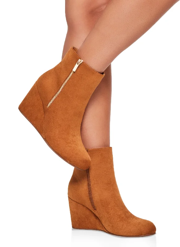 Side Zip Wedge Booties