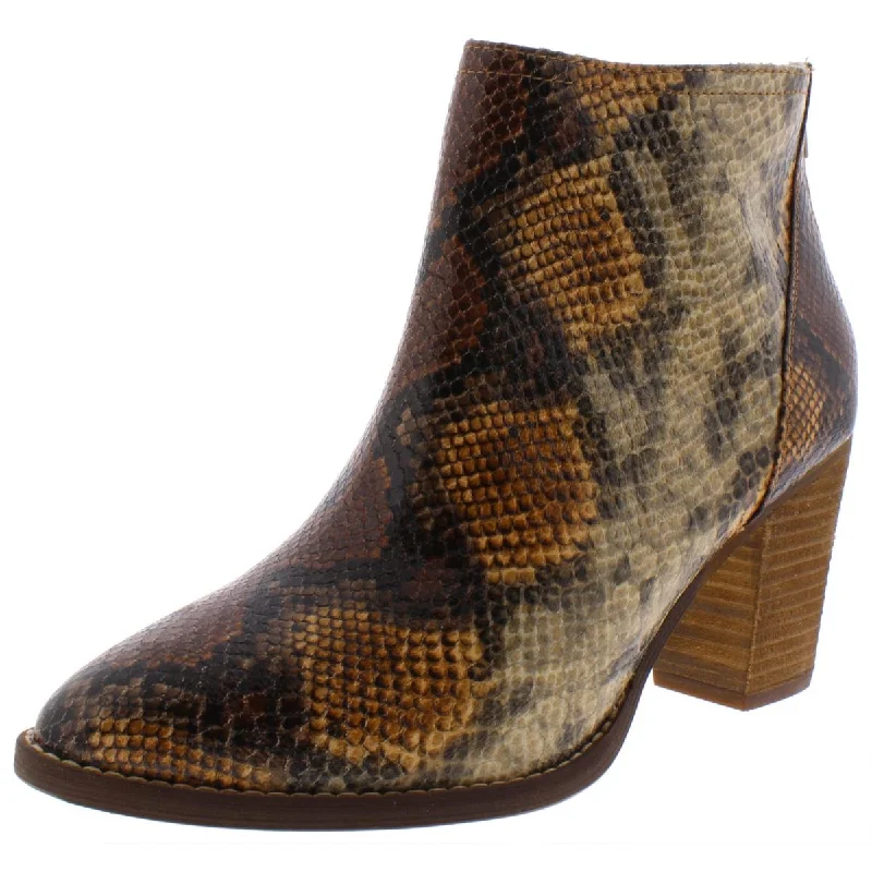 Zigi Soho Womens Harlan Snake Print Pointed Toe Ankle Boots