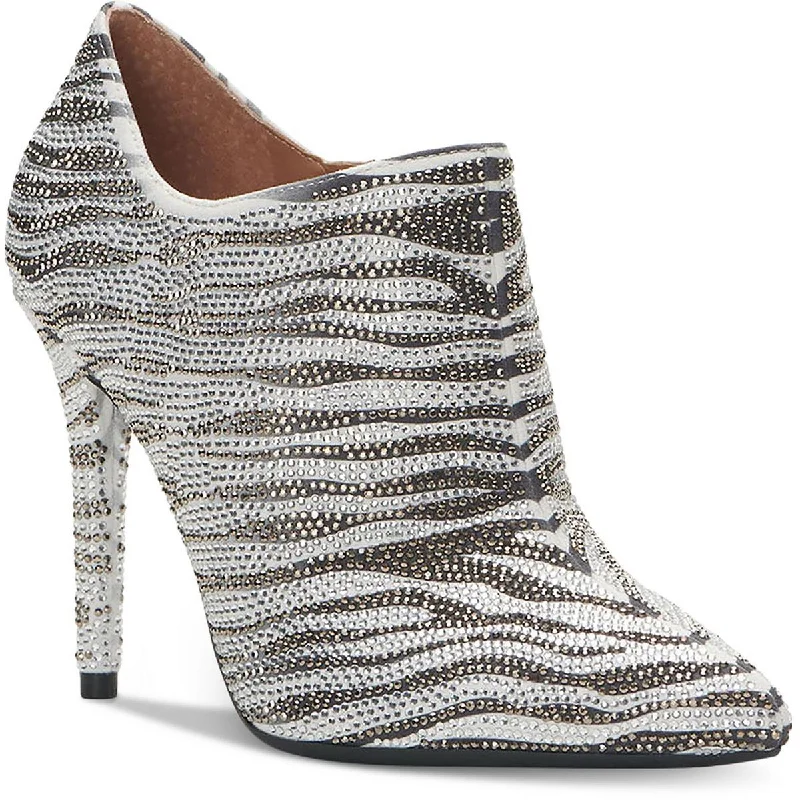 Jessica Simpson Womens Luela 2 Rhinestone Animal Print Booties