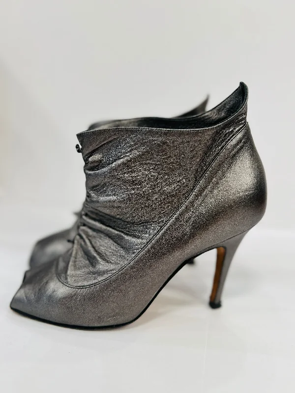 MANOLO BLAHNIK Peep Toe Booties / US6.5-Eu37