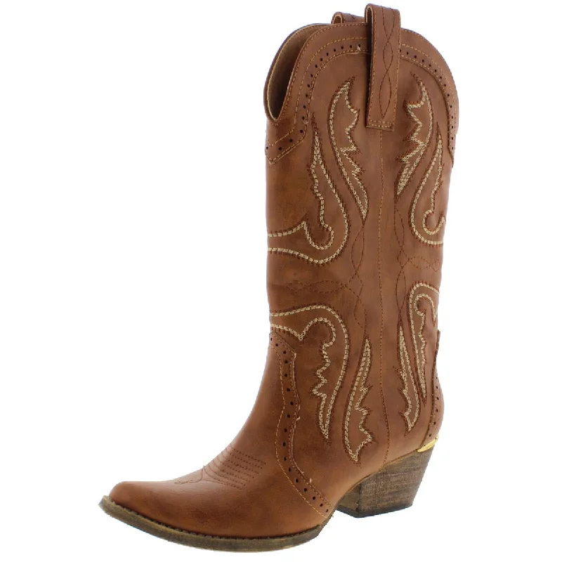 Very Volatile Raspy Women's Vegan Leather Mid-Calf Western Cowgirl Boots