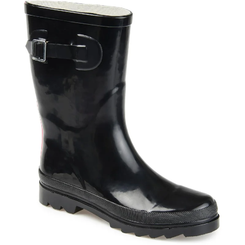 Journee Collection Womens SEATTLE Buckle Stripe Rain Boots