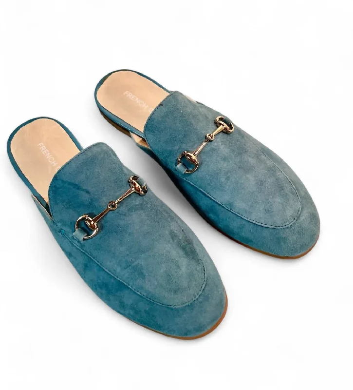 Women's Suede Mules In Teal