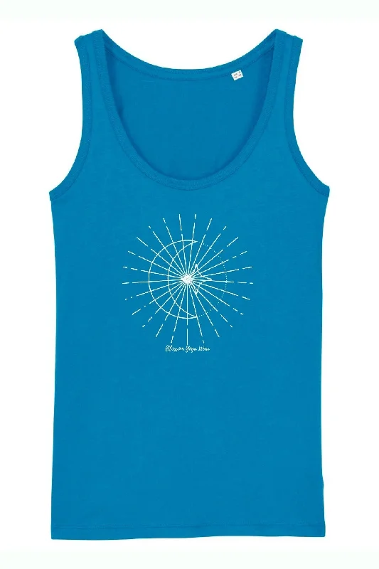 Celestial Print Yoga Vest Top Azure Blue