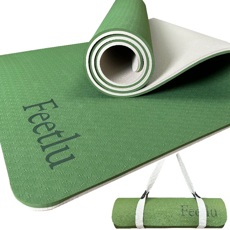 Thick Yoga Mat 10mm (2/5")-Green/Cream