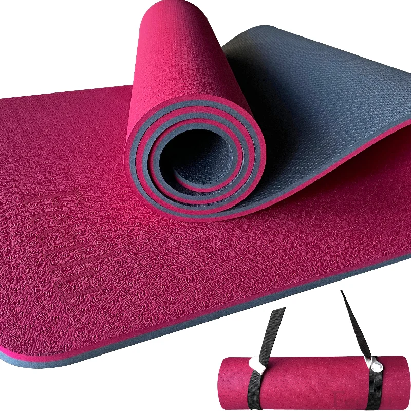 Thick Yoga Mat 10mm (2/5")-Pink/Gray