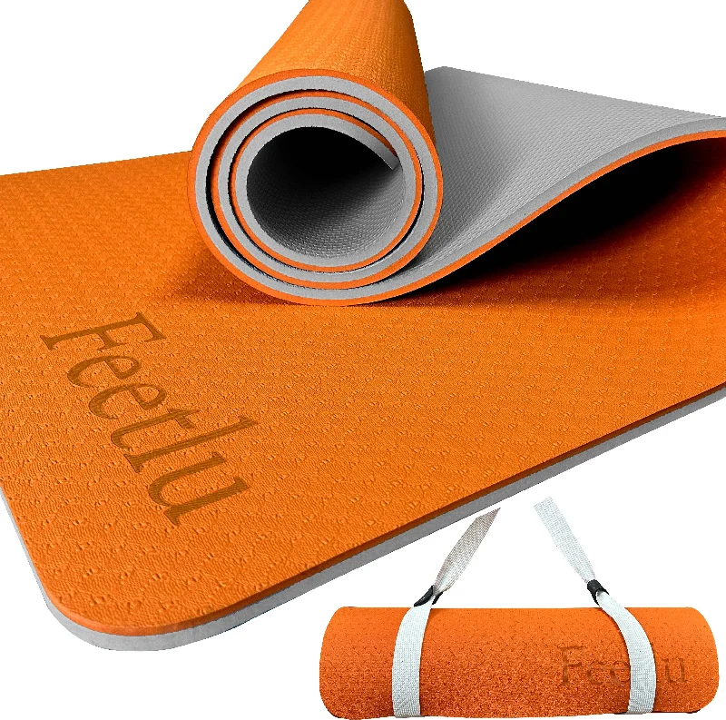 Thick Yoga Mat 10mm (2/5")-Orange/Gray