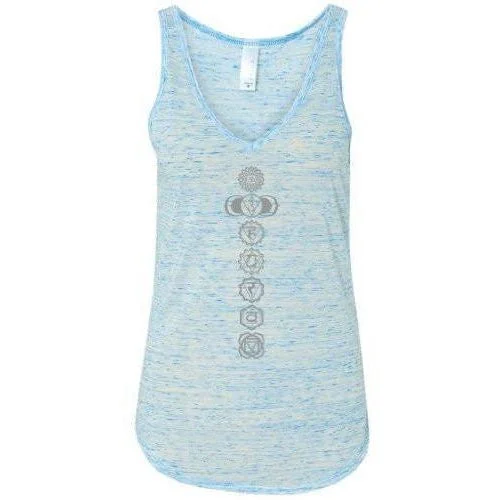 Ladies 7 Chakras Flowy V-Neck Yoga Tank Top