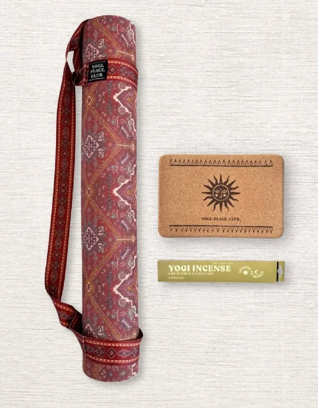 4 mm Yoga Pack - Desert Terracotta  Yoga Mat + Block + Strap + Incense