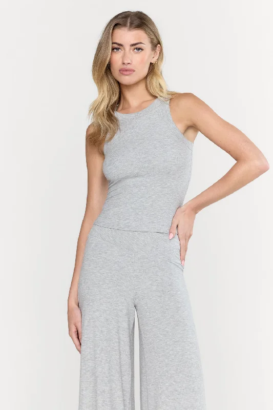 365 SCULPTING LOUNGE RACER TANK - GREY MARL