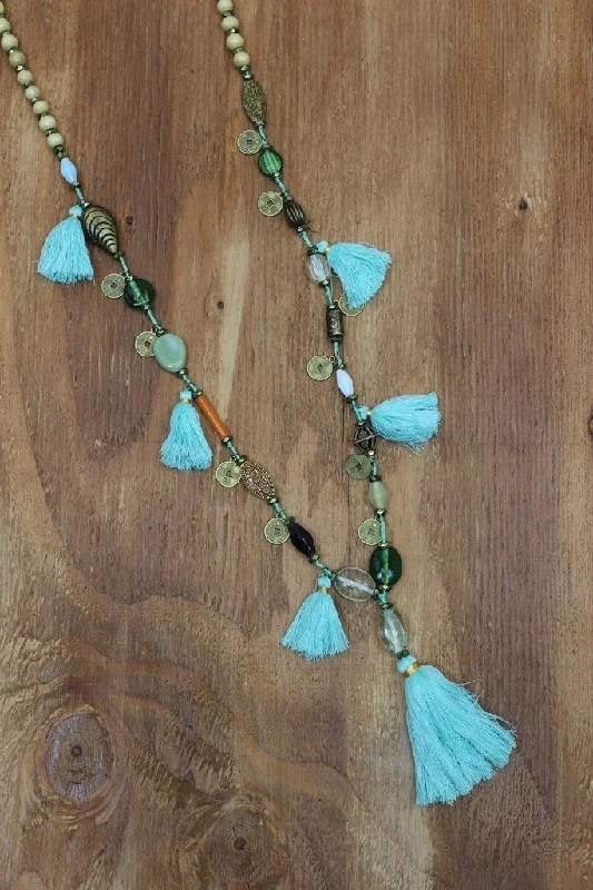 Artisan Chunky Long Tassel Necklace