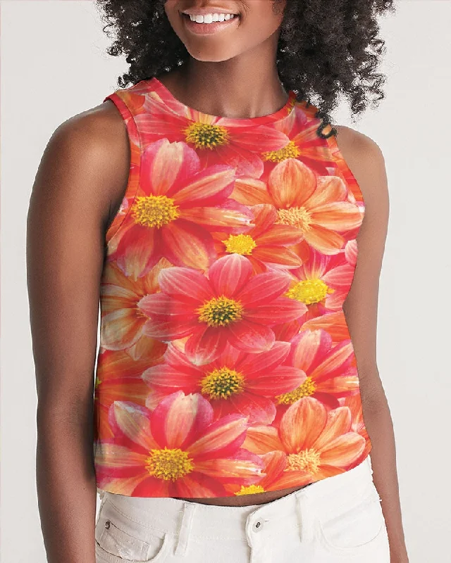 Beautiful blood orange flower design Women's All-Over Print Cropped Tank