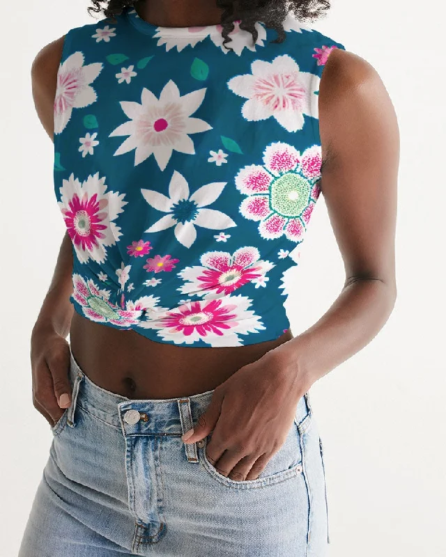 Beautiful floral pattern Women's  All-Over Print Twist-Front Tank