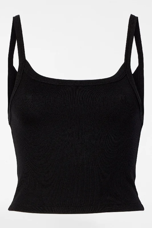 Charlie Rib Crop Top - Black