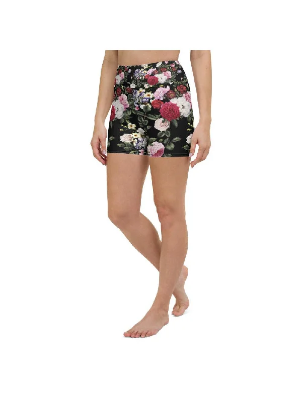 Colorful Roses Yoga Shorts