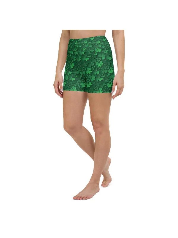 Irish 3D Shamrock Yoga Shorts