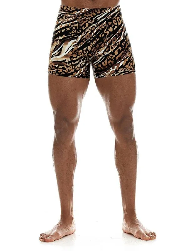 K-Deer Leopard Brush Hot Short in Safari