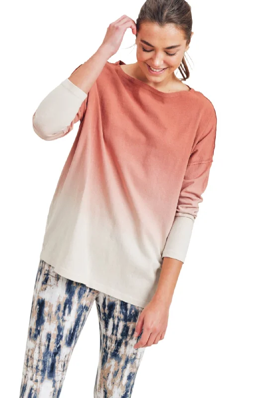 Mono B Ombre' Long Sleeve Cotton Tee KT11780