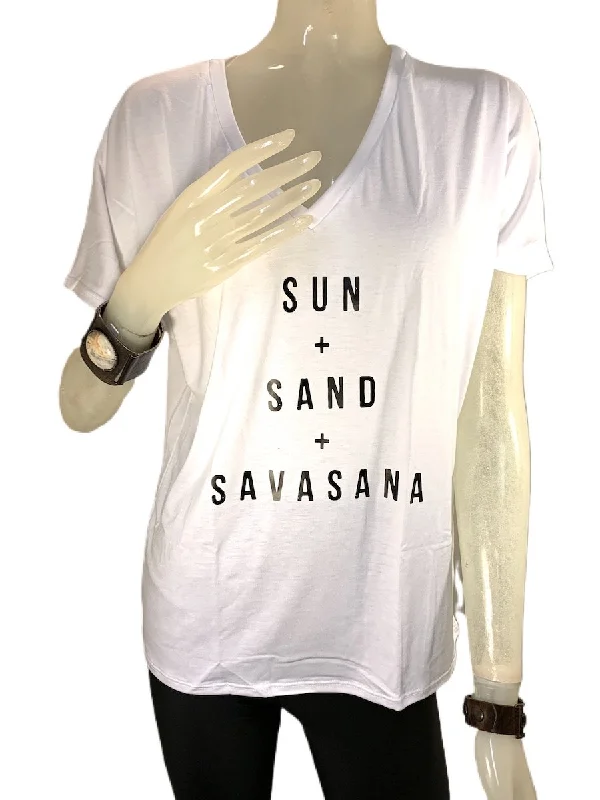 Onzie Sun Surf and Savasana V neck Tee 3739