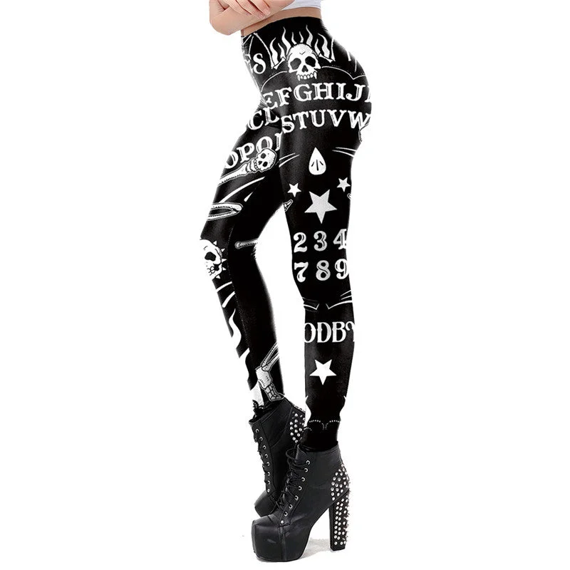 Personalized Retro Skull Simple Print Casual Ouiji Leggings