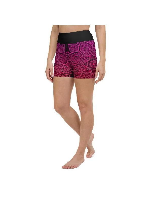 Pink Mandala Yoga Shorts