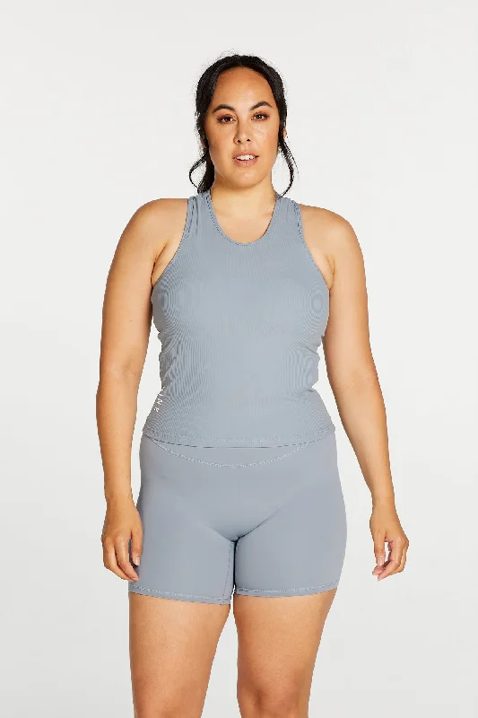 RIB RACERBACK SINGLET DUSTY BLUE