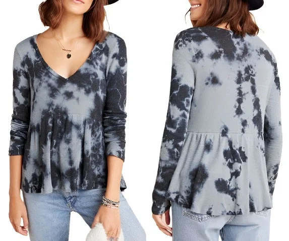 TLA Tie Dye Peplum Long Sleeve