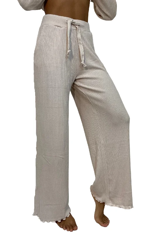 Vintage Havana Hacci Rib Lettuce Edge Pants B10450 Summer Sand