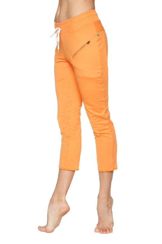 Women's 4/5 Length Zipper Pocket Capri Yoga Pant (Sun Orange)