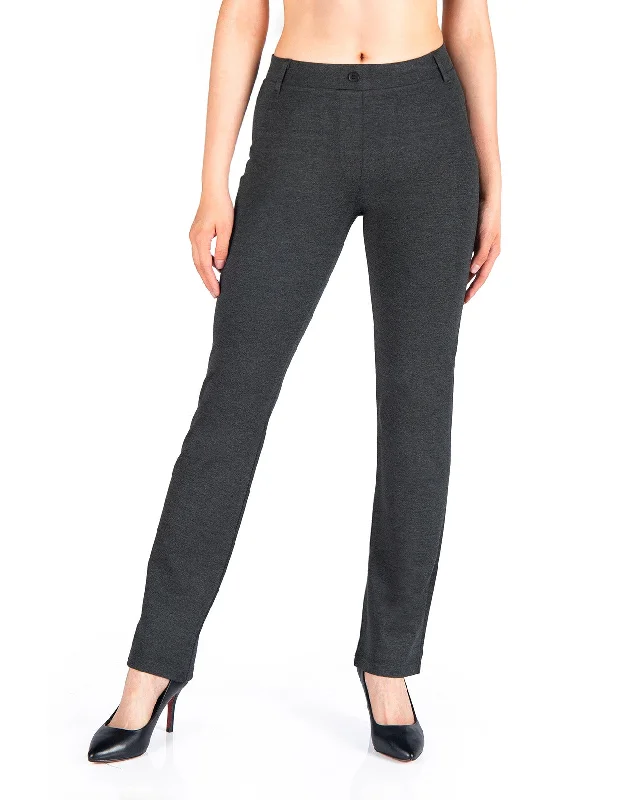 Straight Leg Yoga Dress Pants, Back Pockets (Charcoal)