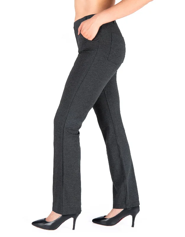 Straight Leg Yoga Dress Pants, 4 Pockets (Charcoal)