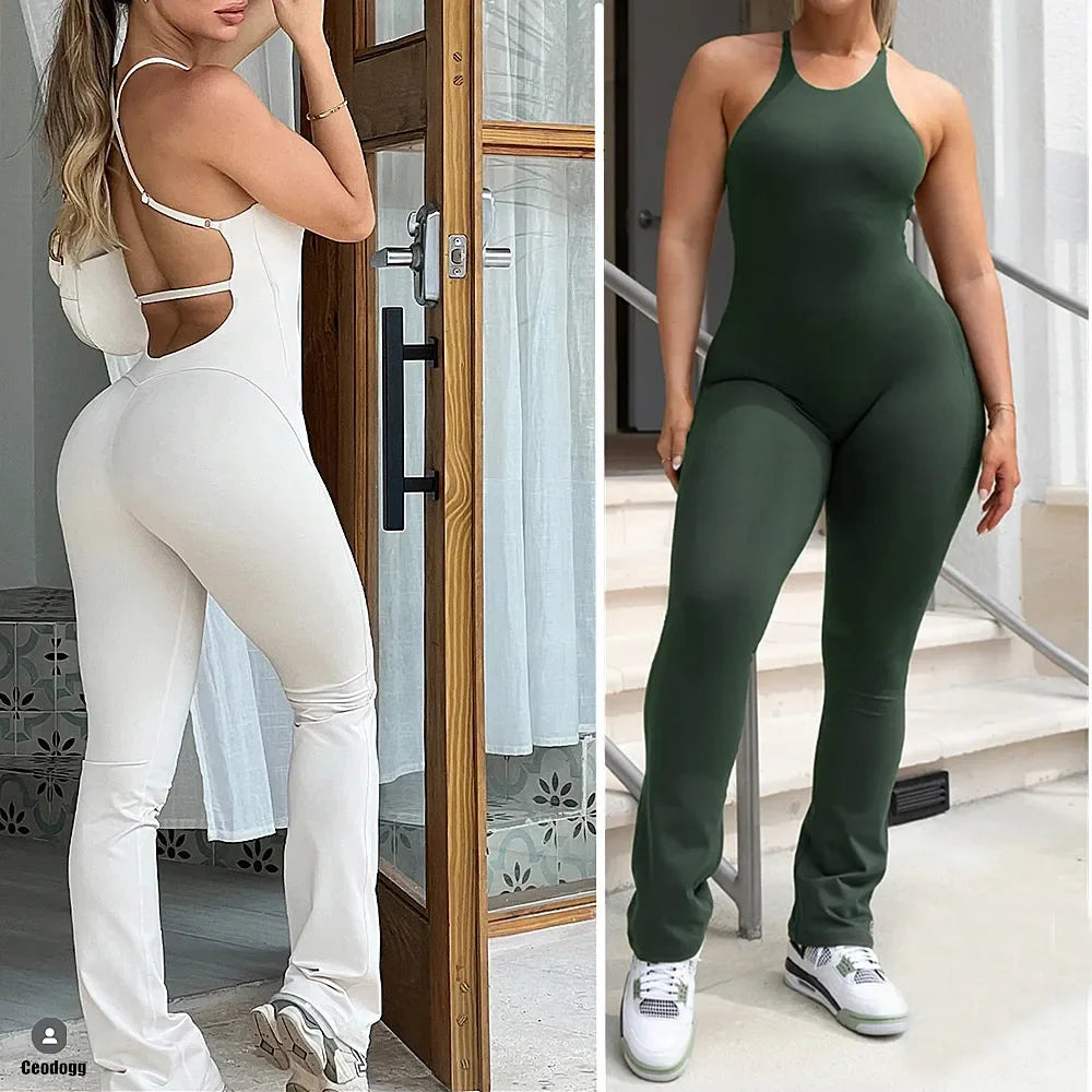 Open X-Back Yoga Jumpsuit